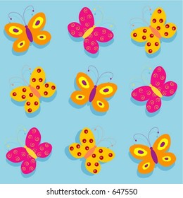 Brightly coloured butterfly pattern - vector