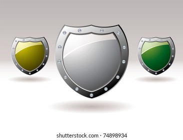 Escudos plateados de colores vivos que protegen los sitios web de Internet