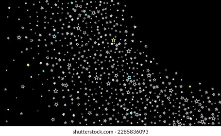 Brightly coloured stars scattered against a dark background. Festive background. Design element. Vector illustration, EPS 10.