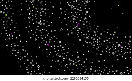 Brightly coloured stars scattered against a dark background. Festive background. Design element. Vector illustration, EPS 10.