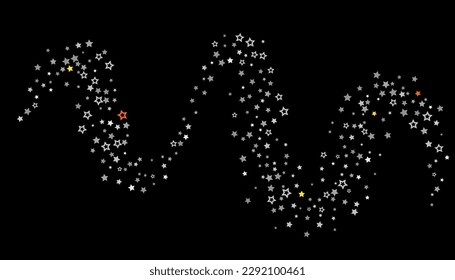 Brightly coloured stars scattered against a dark background. Festive background. Design element. Vector illustration, EPS 10.