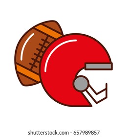 brightly football helmet and ball
