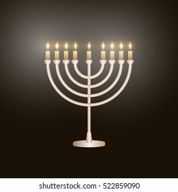Brightly glowing Hanukkah menorah