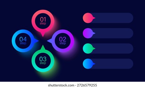 Elementos infográficos brillantes. Un gráfico circular que consta de cuatro opciones para la visualización de datos.