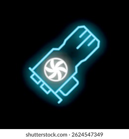 Brightly glowing neon graphic card on a dark background, perfect for technology and gaming visuals