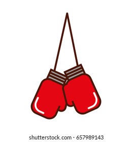 brightly hanging boxing gloves