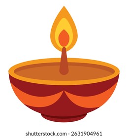 Um diya iluminado, uma lâmpada de petróleo tradicional, perfeito para o Diwali ou outros festivais indianos.