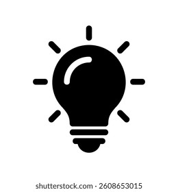 Brightly lit electric light bulb icon representing idea symbol