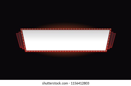 Brightly theater glowing retro cinema neon sign