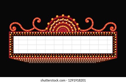 Brightly theater glowing retro cinema neon sign