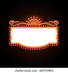 Brightly theater glowing retro cinema neon sign