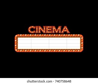 Brightly theater glowing retro cinema neon sign