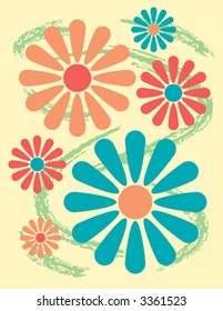 A brightly-colored floral design.