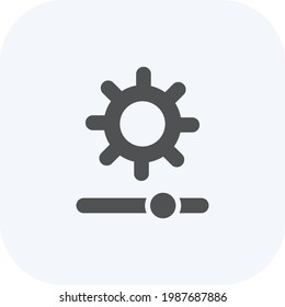 Brightness App Icon, sun, gear wheel system settings flat icon symbol. Great for mobile app, game, web design, etc.