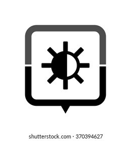 Brightness - black vector icon; map pointer;  message bubble