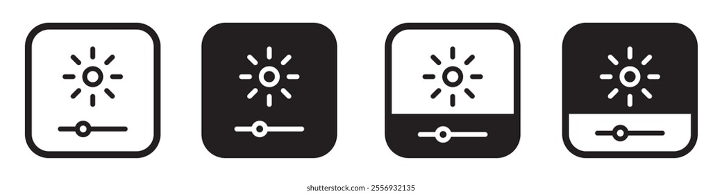 Brightness button setting set icon, vector illustration