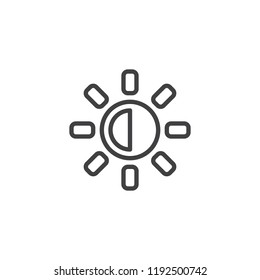 Brightness and contrast button outline icon. linear style sign for mobile concept and web design. designer utility simple line vector icon. Symbol, logo illustration. Pixel perfect vector graphics