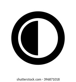 Brightness and contrast icon in circle . Vector illustration