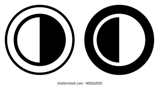 Brightness and contrast icon in circle . Vector illustration