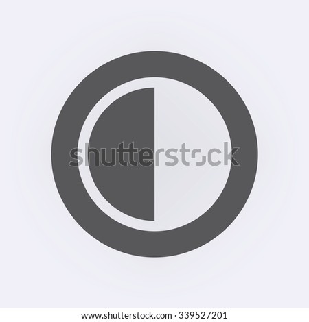 Brightness and contrast icon in circle . Vector illustration