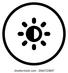 brightness contrast Icon. Flat style Circle Shape isolated on white background. Vector illustration