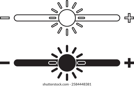 Brightness and contrast level icon set