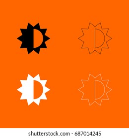 Brightness and contrast setting black and white set  icon .