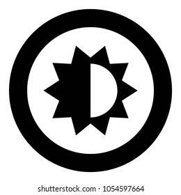 Brightness and contrast setting icon black color in circle