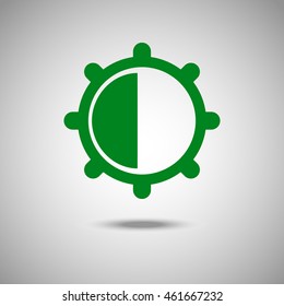 Brightness and contrast sign icon. Flat style. Grey background. Vector illustration.