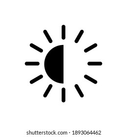 icono del vector de contraste de brillo. signo negro de contraste de brillo en fondo blanco