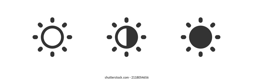 Brightness control icon. Contrast level button. Set isolated vector illustration for app design