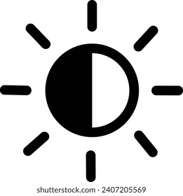 Brightness control icon. Contrast with varying levels isolated on transparent background. Screen brightness and contrast level settings black line or flat switch vector for mobile and laptop.