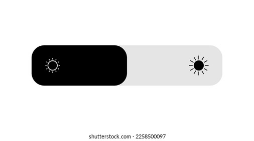 Brightness control icon. Brightness mockup. Screen brightness and contrast level settings icon. Night or day mode. Vector illustration.