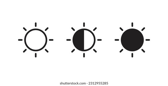 Brightness control icon set , Contrast level button for mobile app an web design