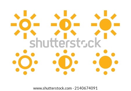 Brightness control icons set. Luminosity icon isolated on white background.