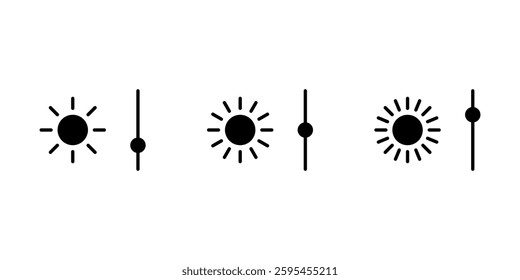 Brightness control icons set. Screen brightness and contrast level settings icon. Vector illustration