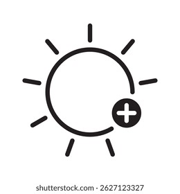 Brightness control icons are simple. Brightness icons with varying levels on white background. Contrast level icon.