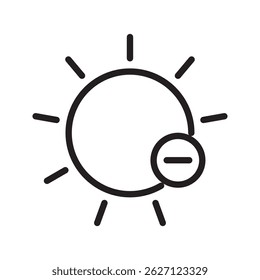 Les icônes de contrôle de luminosité sont simples. Icônes luminosité avec différents niveaux sur fond blanc. Icône niveau de contraste.