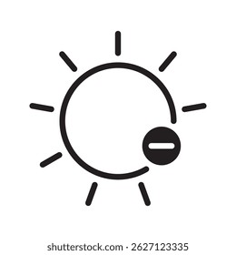 Brightness control icons are simple. Brightness icons with varying levels on white background. Contrast level icon.
