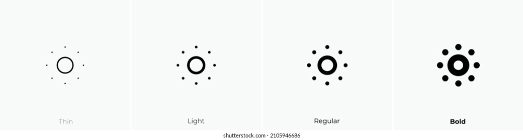 brightness down icon. Thin, Light Regular And Bold style design isolated on white background