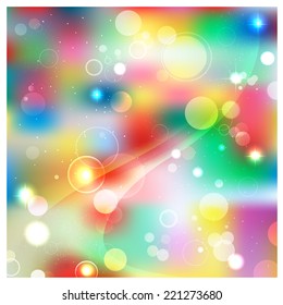 The brightness and the game colored background with flares and rays of light in the form of circles and stars