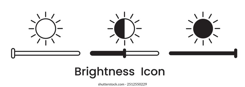 Brightness Icon, Adjust Contrast icon ,vector silhouette. Temperature icon, Screen brightness icon for UI UX website, mobile app, logo. Vector illustration.