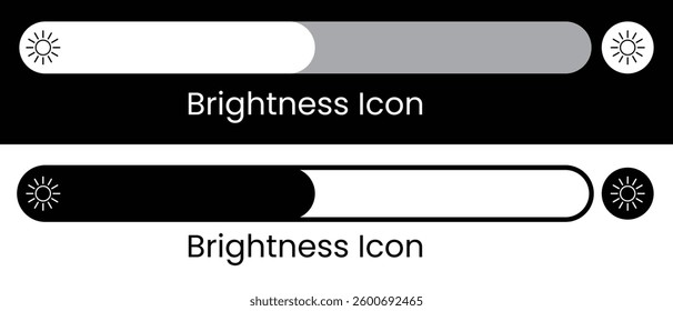 Brightness Icon, Adjust Contrast icon ,vector silhouette. Screen brightness icon for UI UX website, mobile app, logo. Brightness and Contrast Control Button Set. Temperature icon. Vector illustration.