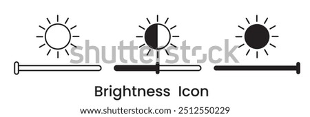 Brightness Icon, Adjust Contrast icon ,vector silhouette. Temperature icon, Screen brightness icon for UI UX website, mobile app, logo. Vector illustration.