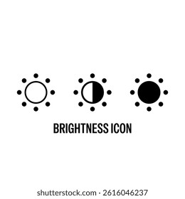 Brightness Icon Black with White Background Flat Design Vector Illustration