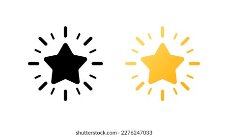 The brightness of the icon. Flat, black, orange, star brightness. Vector.