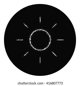 Brightness icon of gray lights on black background. Neon vector icon