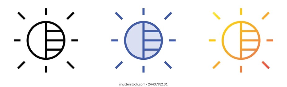 brightness icon. Linear, Blue Fill and Gradient Style Design Isolated On White Background