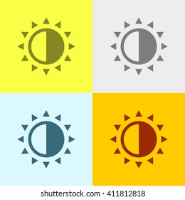 Brightness Icon on Four Different Backgrounds. Eps-10.