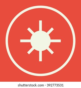 Brightness icon on red background
